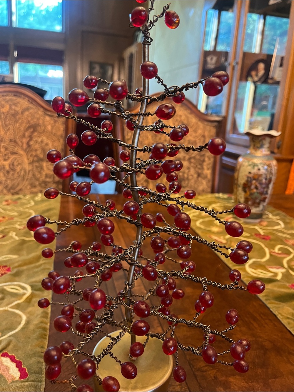 Red Berry Bronze Wire Tree Outstanding! Made in India 🇮🇳 - Picture 5 of 10